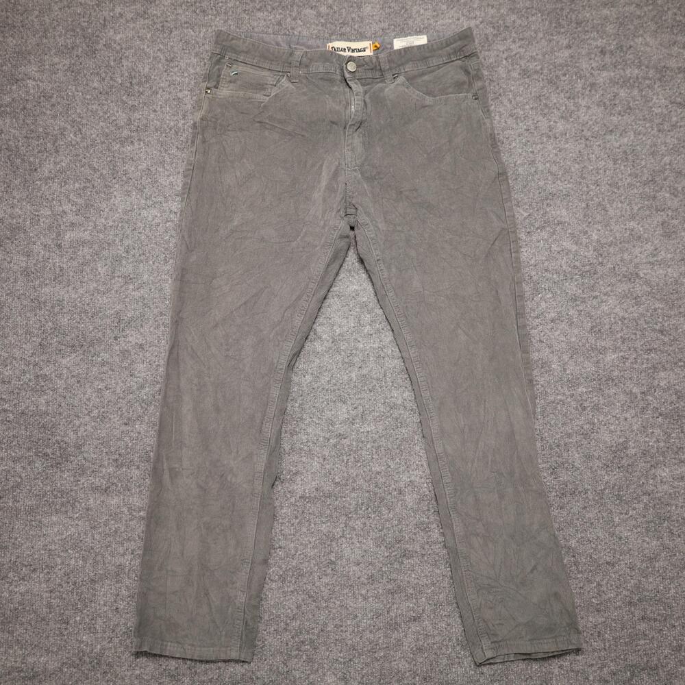 Tailor Vintage Pants Mens 36x30 Gray Corduroy Slim Fit Stretch Chino 5-Pocket